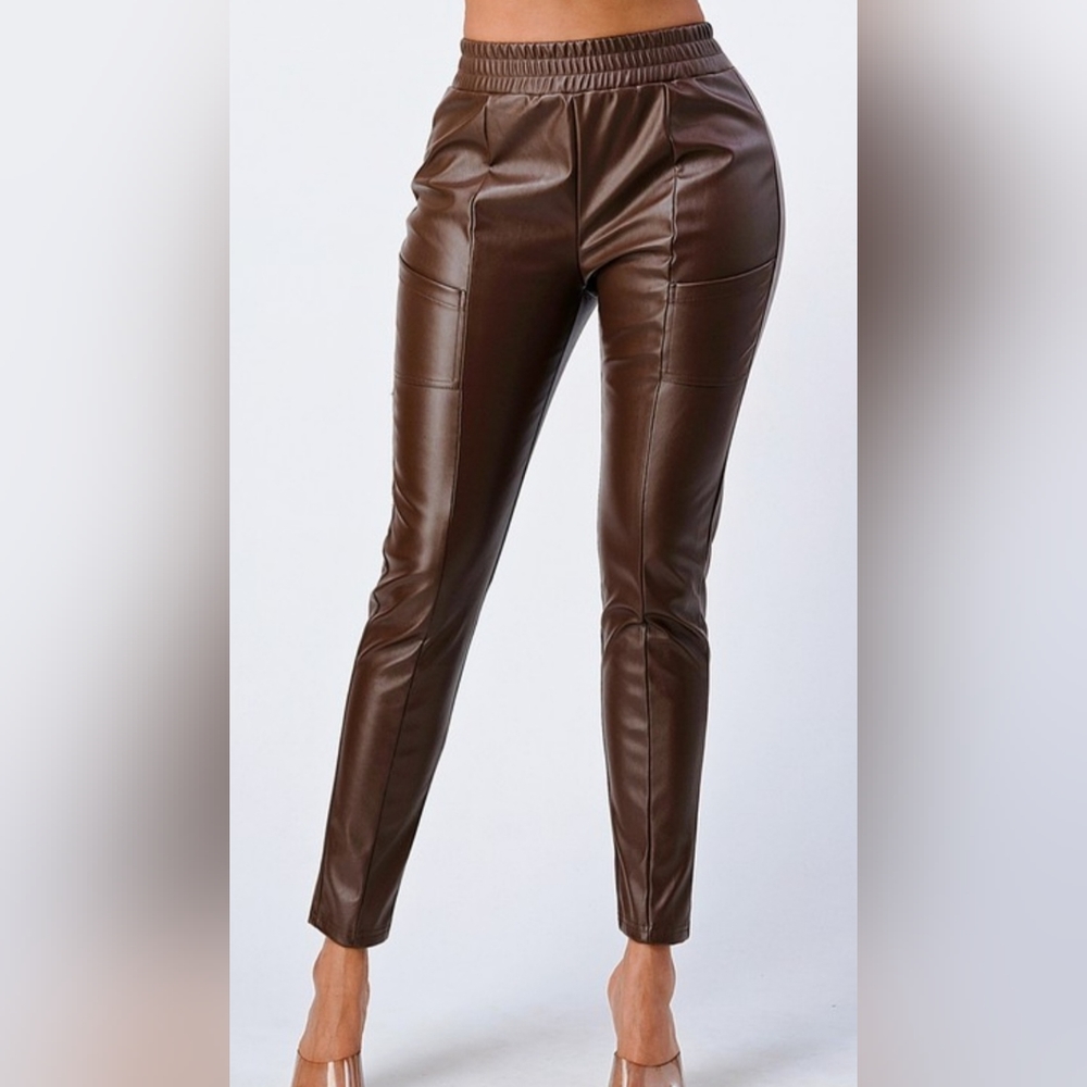 New Stretch leather brown pants